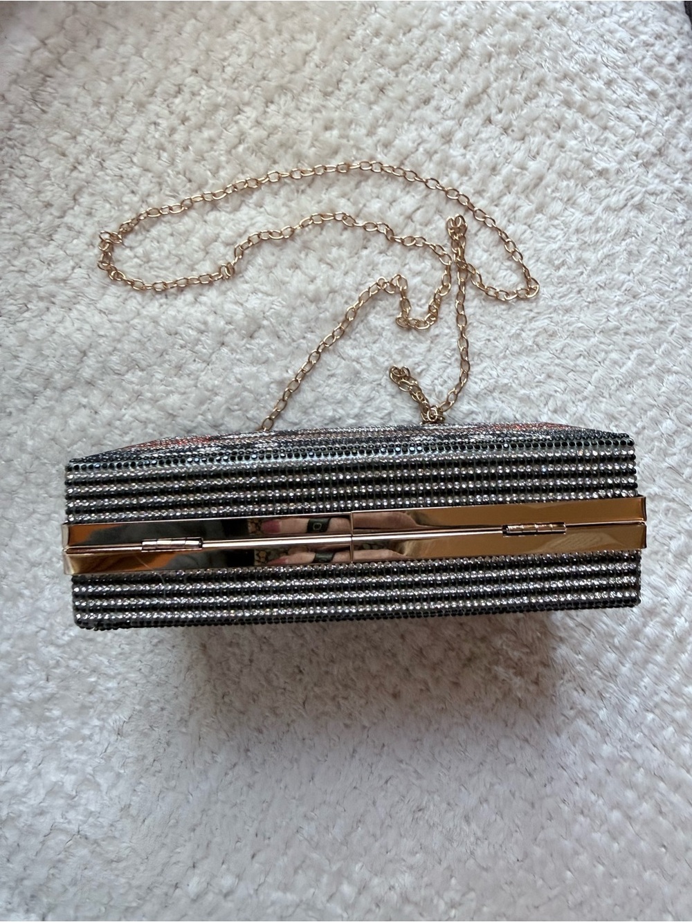 Beaded Cassette Tape Party Clutch - Red, Black, Gold with chain - Picture 5 of 7